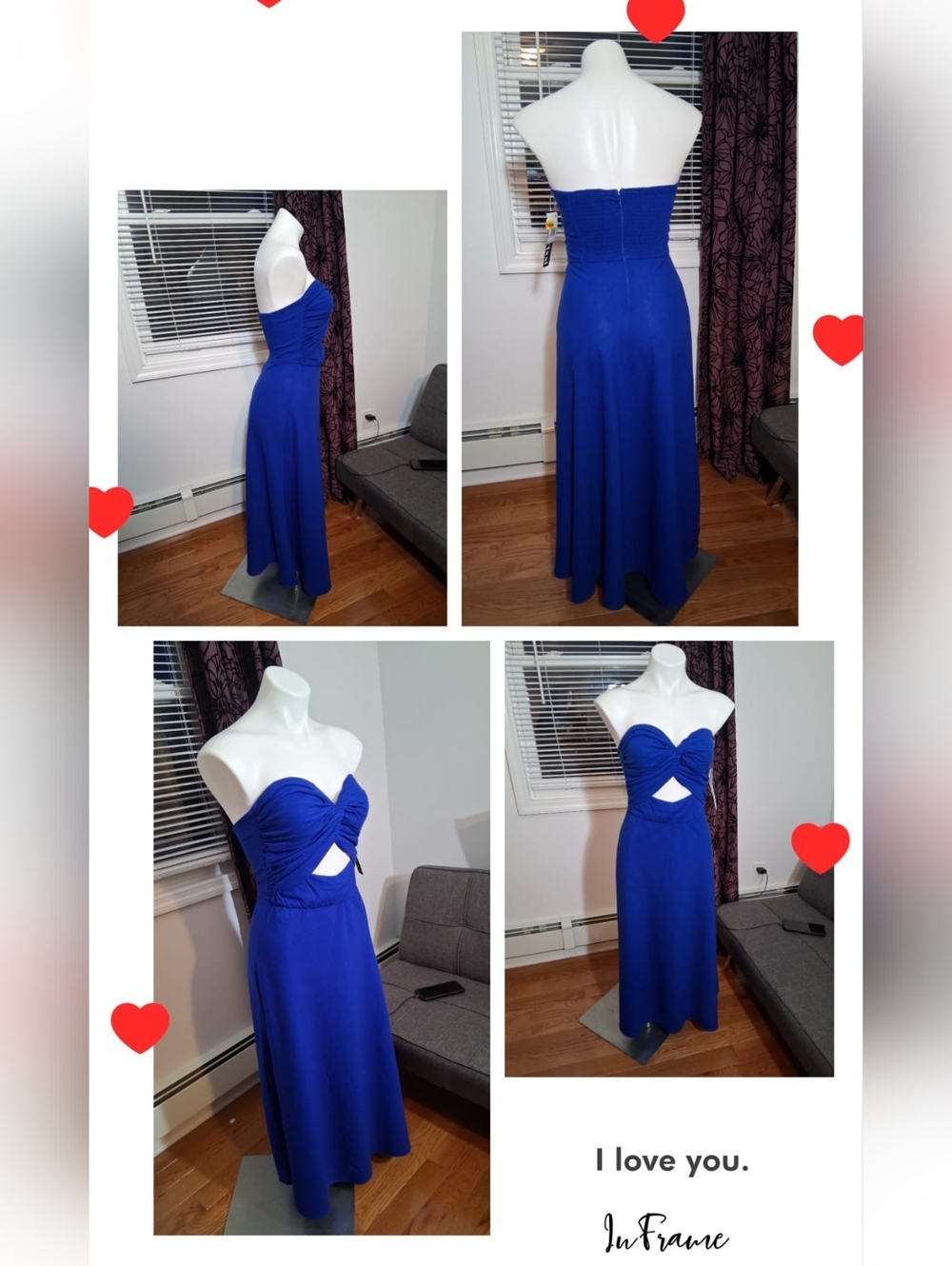 Trixxi Strapless Cutout Midi Dress in Royal Blue